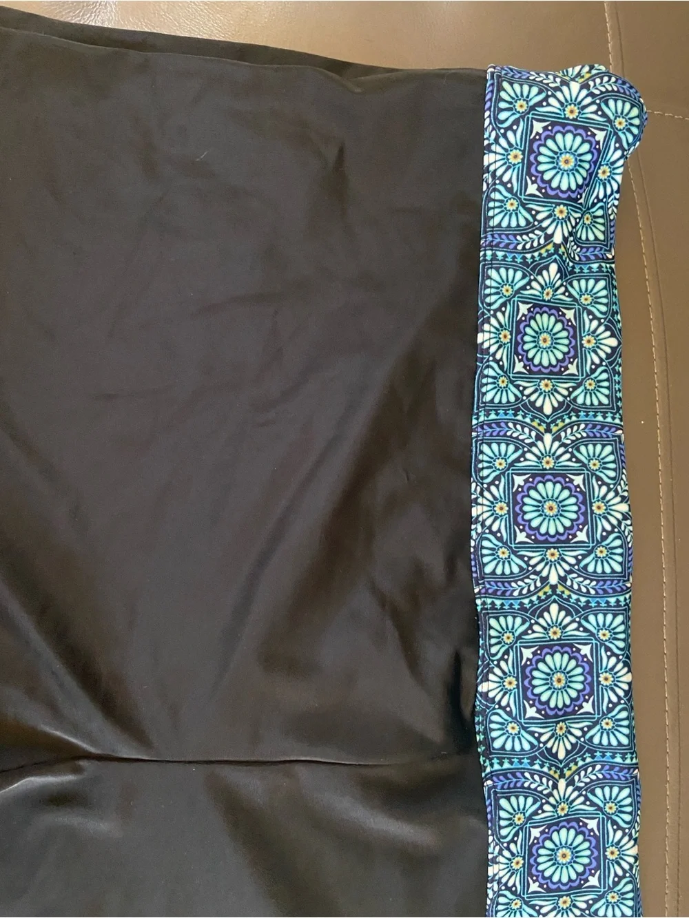 Black Swim Shorts with Blue Mosaic Waistband
